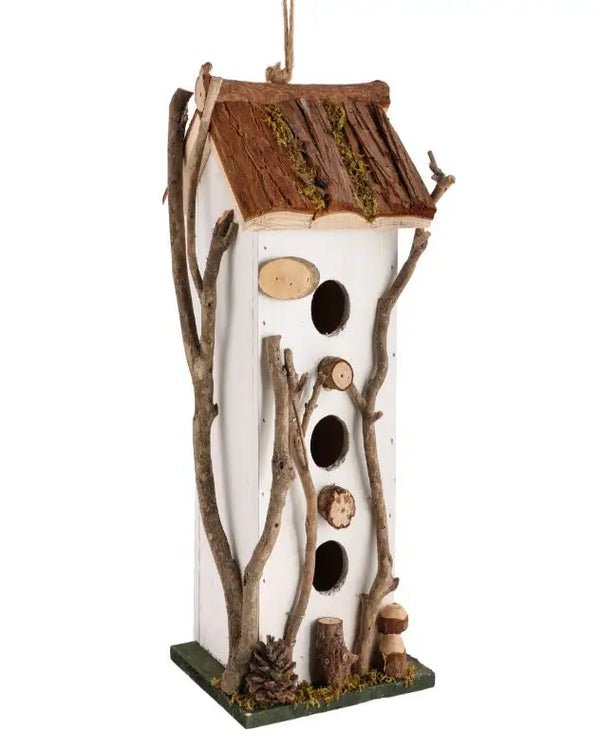 Dibor White Cottage Three Window Bird House
