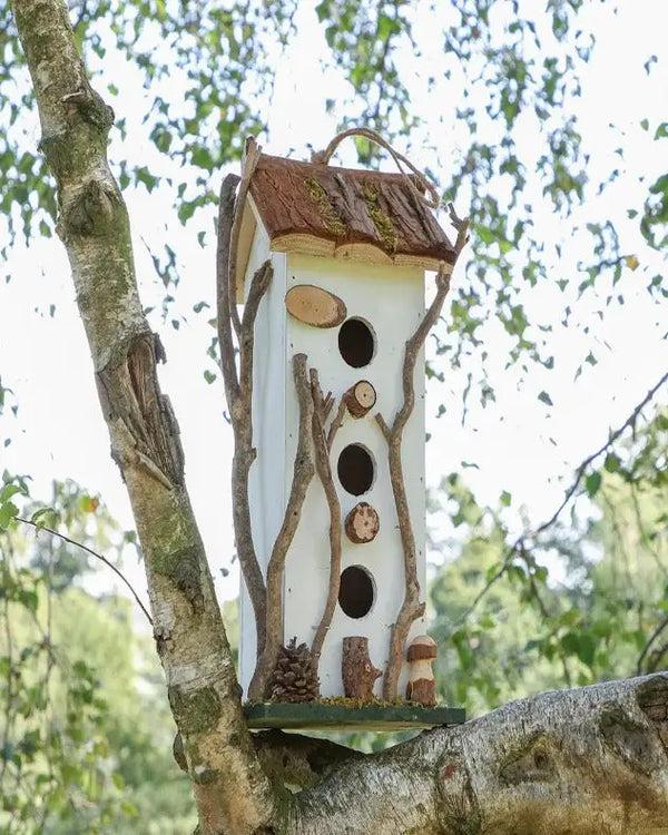 dibor White Cottage Three Window Bird House