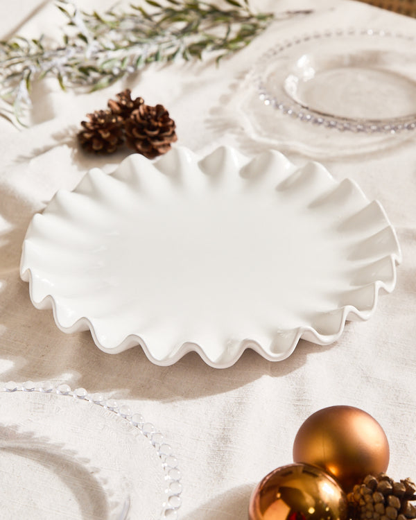 Dibor White Frilled Cake Plate