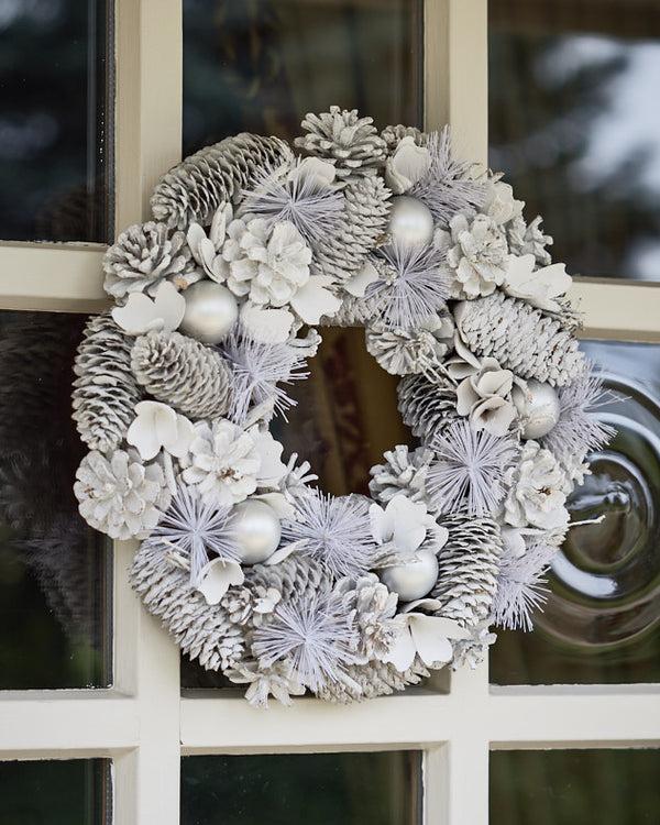 dibor White Frosted Wreath 35cm