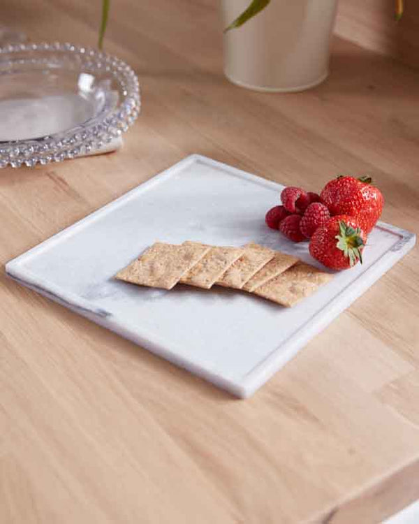dibor White & Grey Marble Serving Tray