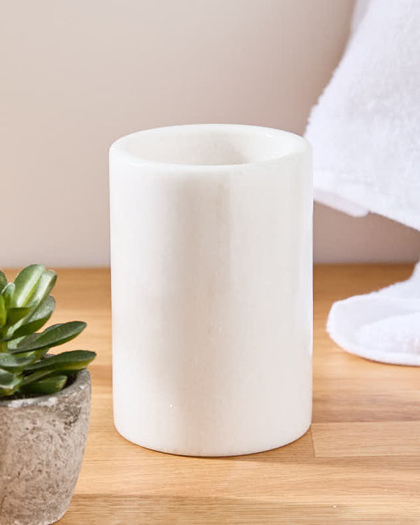 Dibor White Natural Marble Bathroom Container
