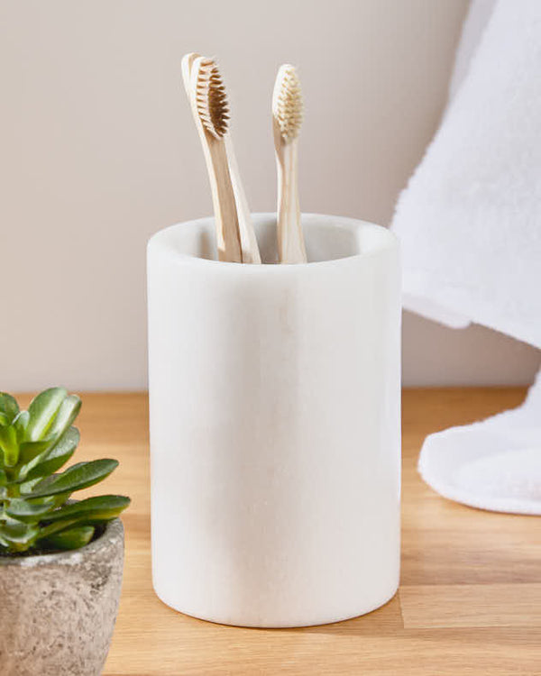 dibor White Natural Marble Bathroom Container