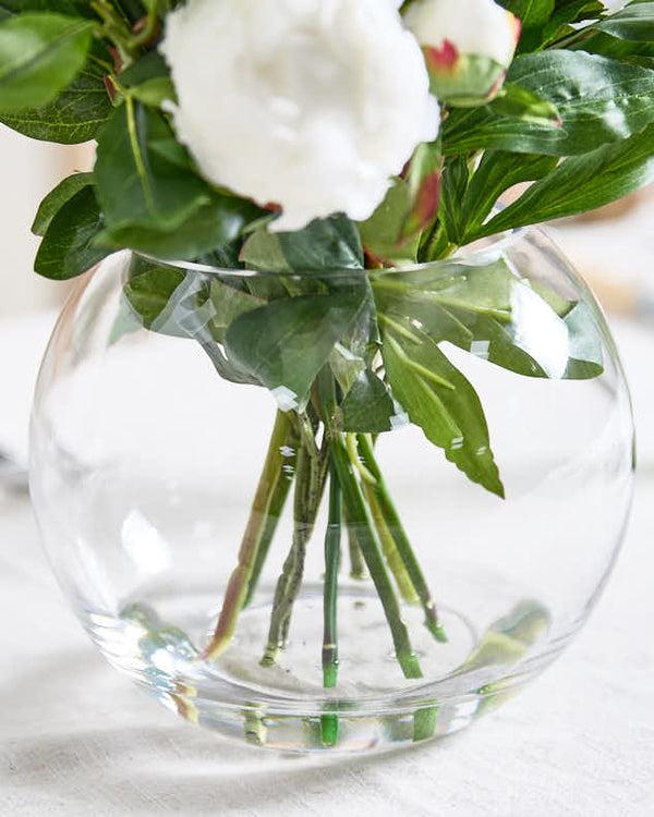 Dibor White Peonies In Globe Vase