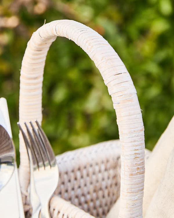 Dibor White Rattan Double Storage Basket