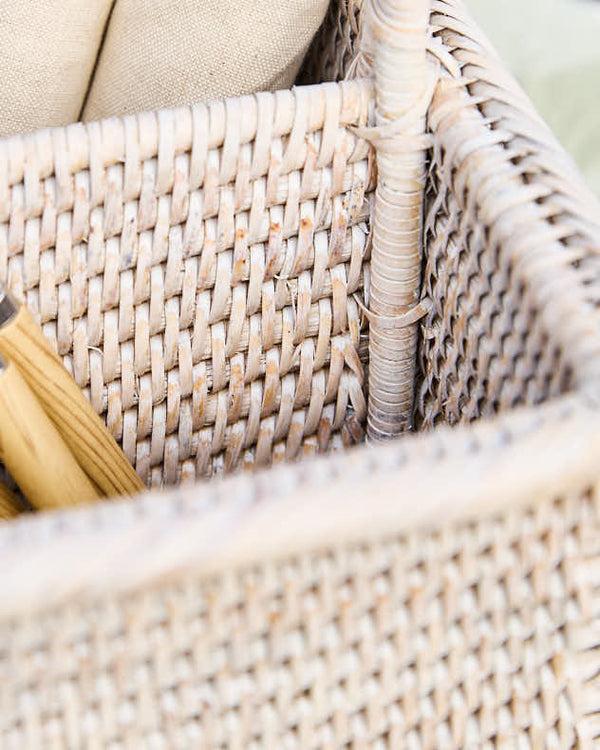 Dibor White Rattan Double Storage Basket