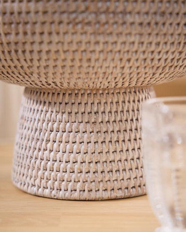 Dibor White Rattan Fruit Bowl