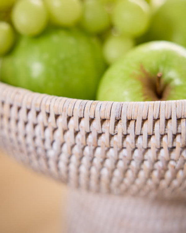 Dibor White Rattan Fruit Bowl
