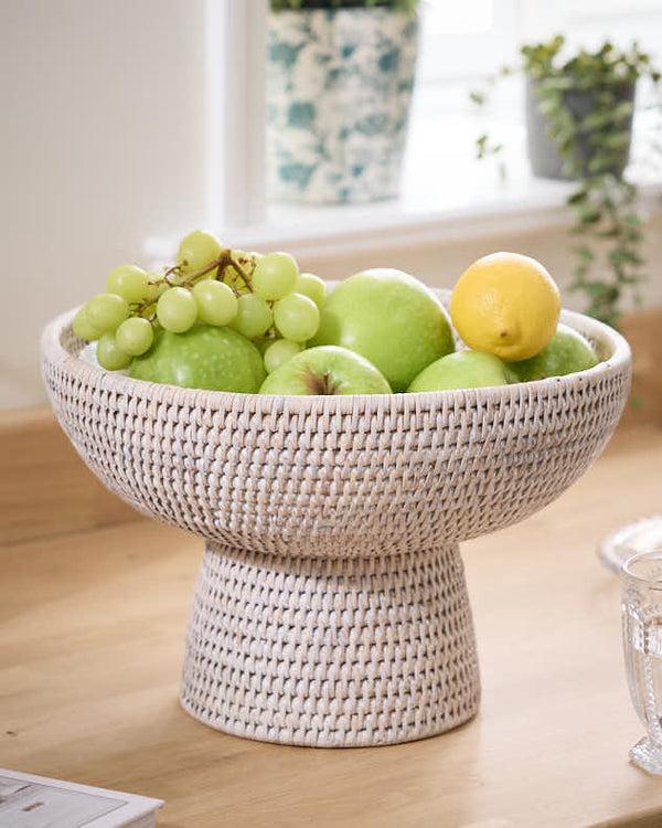dibor White Rattan Fruit Bowl