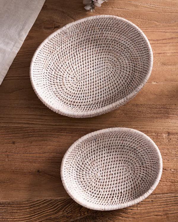 Dibor White Rattan Rounded Basket