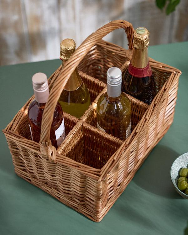 Dibor Wicker 6 Bottle Wine Carrier Basket