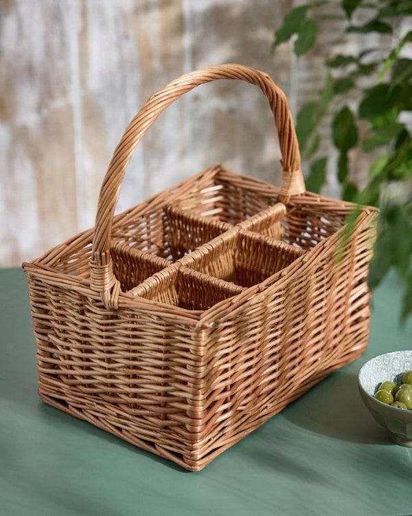 Dibor Wicker 6 Bottle Wine Carrier Basket