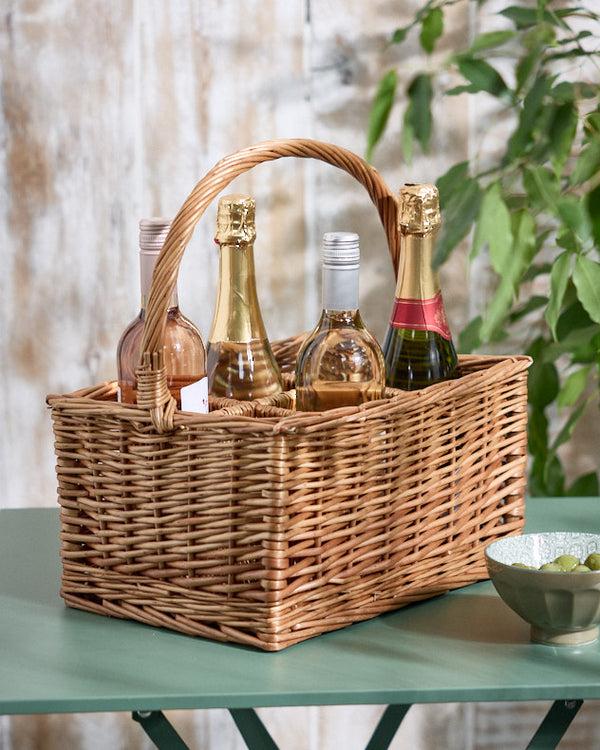 dibor Wicker 6 Bottle Wine Carrier Basket