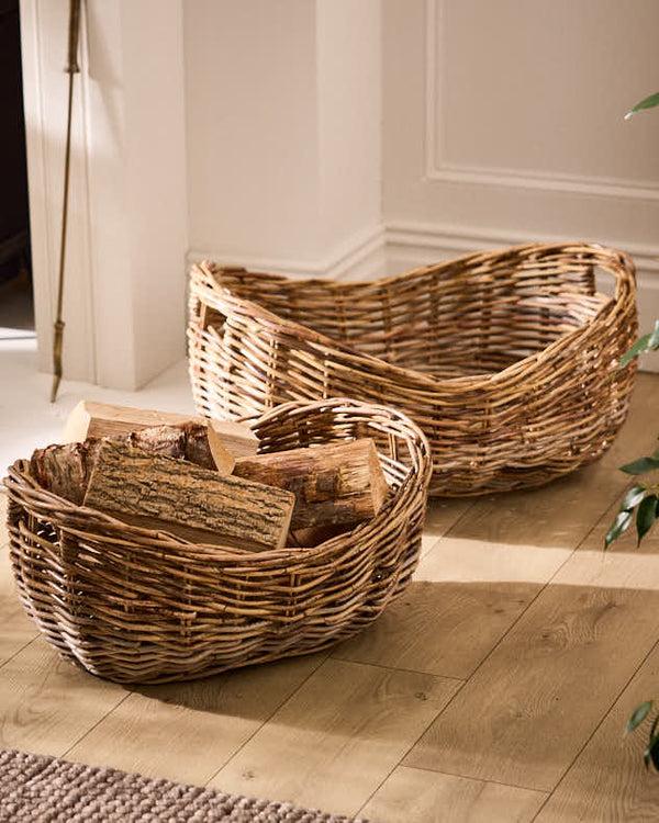 dibor Wicker Boat Kindling Basket