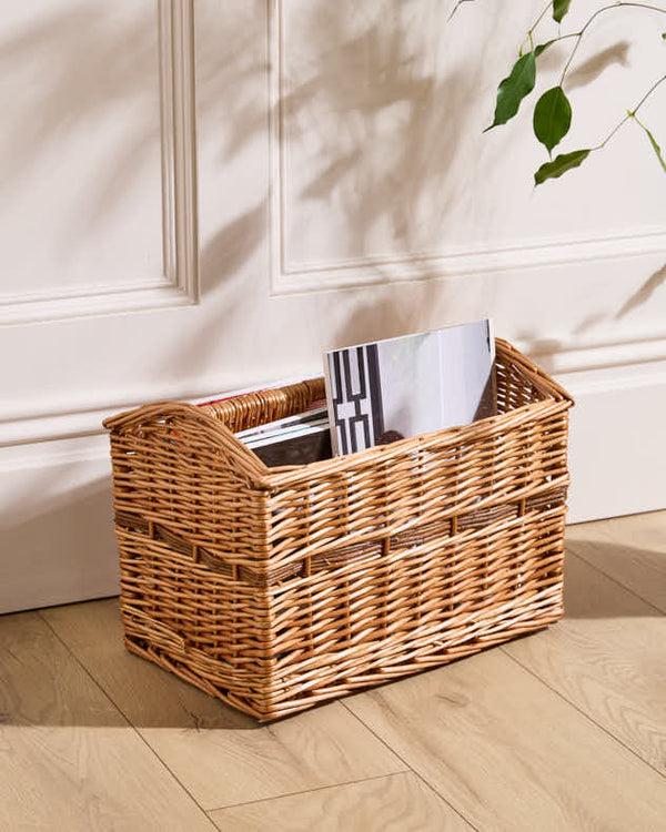 dibor Wicker Double Magazine Rack Basket