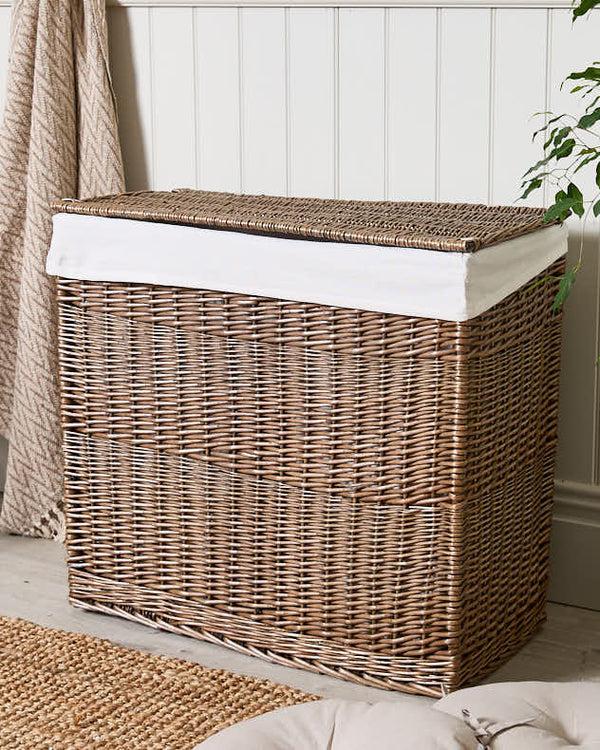 Dibor Wicker Laundry Basket With Partition