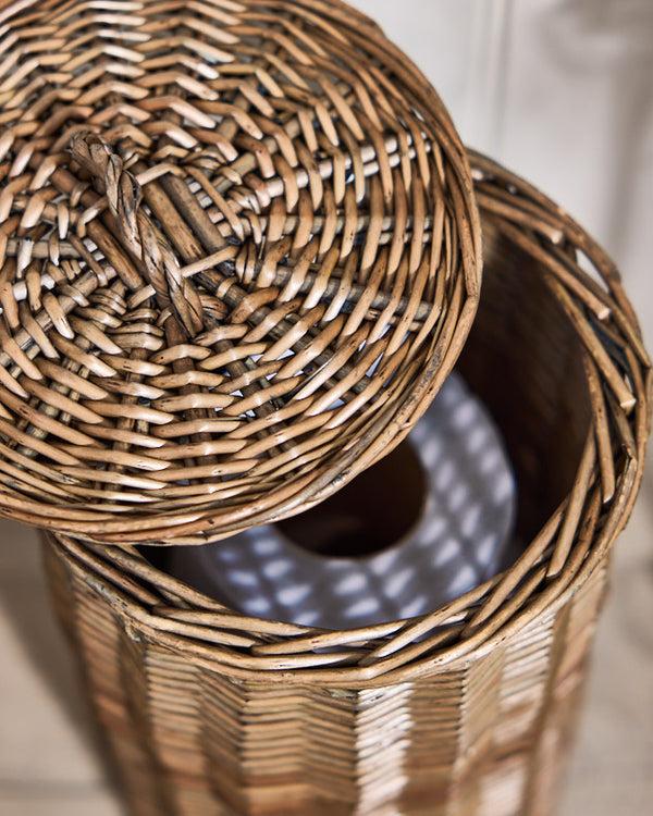 Dibor Wicker Toilet Roll Holder With Lid