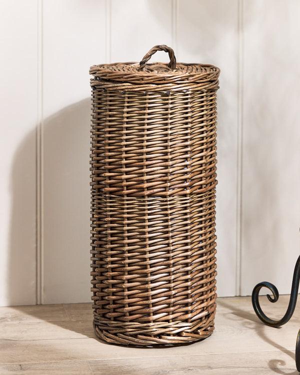 dibor Wicker Toilet Roll Holder with Lid