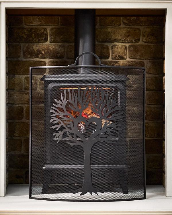Dibor Woodland Curved Black Fire Screen