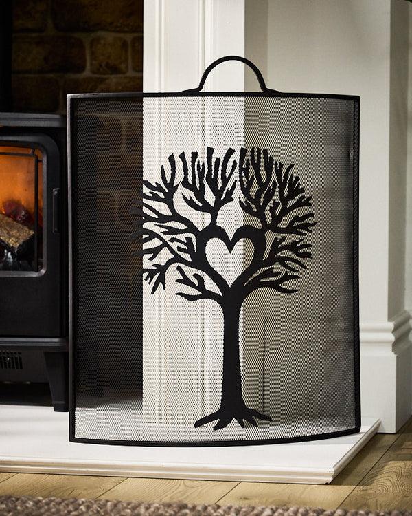 dibor Woodland Curved Black Fire Screen