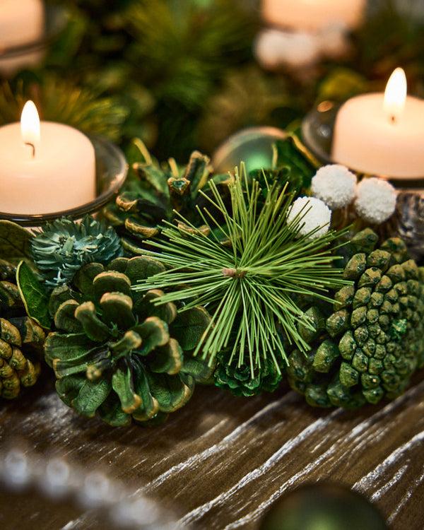 Dibor Woodland Green Round Tealight Holder