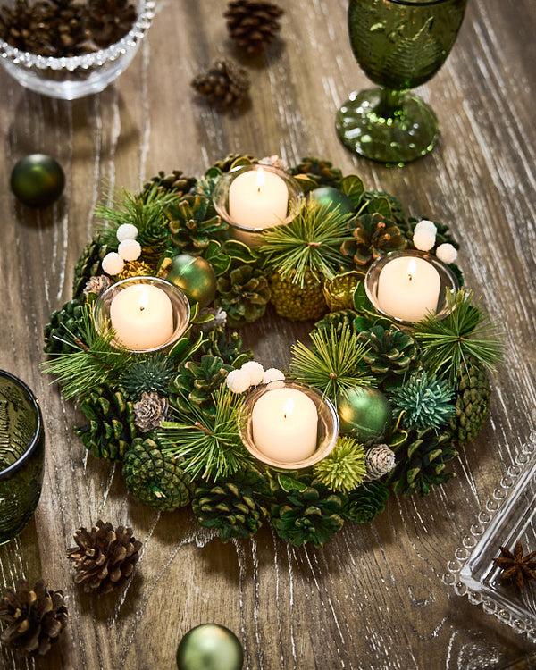 dibor Woodland Green Round Tealight Holder