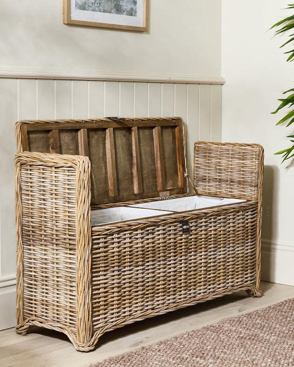 Dibor Woven Bench And Storage Trunk