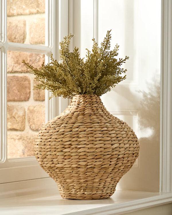 dibor Woven Bulrush Curved Vase