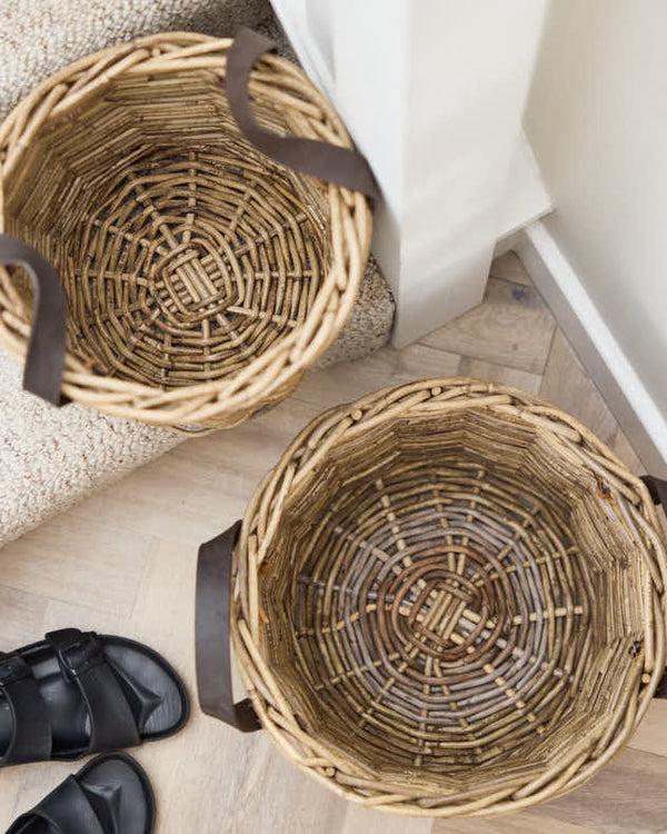Dibor Yola Storage Basket With Leather Handles