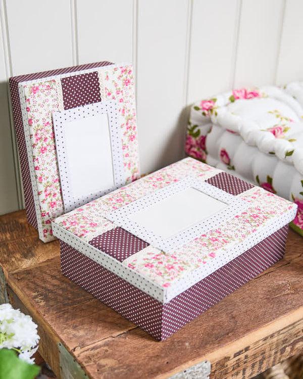 Dibor Floral Fabric Memorabilia Boxes With Photograph Insert