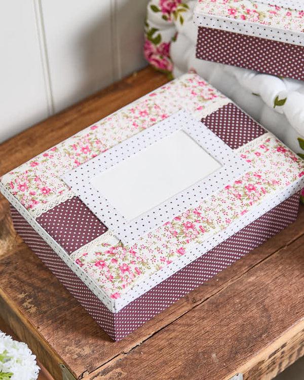 Dibor Floral Fabric Memorabilia Boxes With Photograph Insert