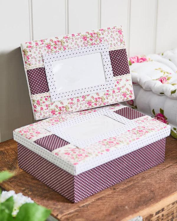 dibor Floral Fabric Memorabilia Boxes with Photograph Insert