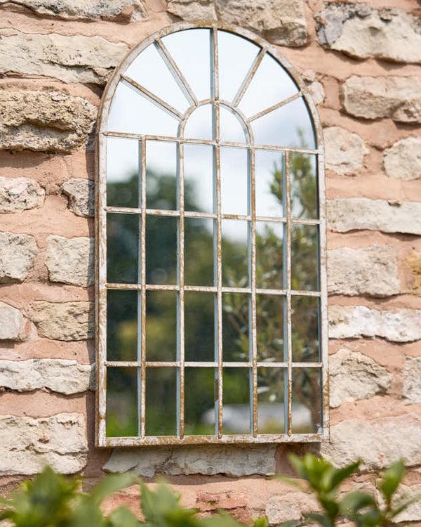 dibor Indoor Outdoor Distressed Finish Arched Garden Mirror