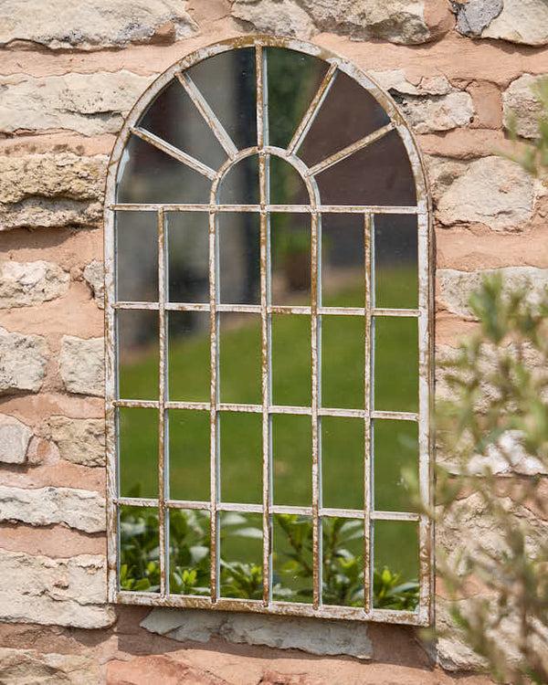 Dibor Indoor Outdoor Distressed Finish Arched Garden Mirror