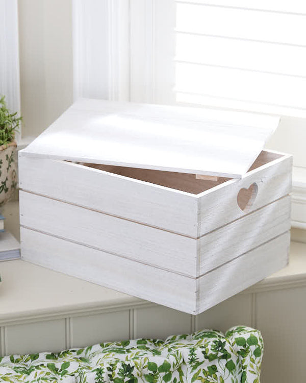 Dibor Large French Grey Heart Storage Crate With Lid