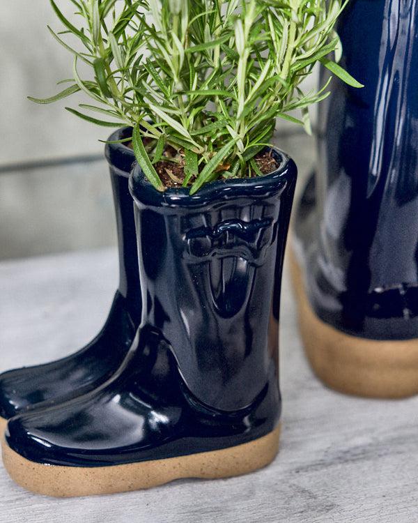Dibor Little & Large Dark Blue Welly Boots Planter Set