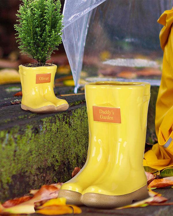 Dibor Little & Large Personalised Welly Boot Planter Gift Set