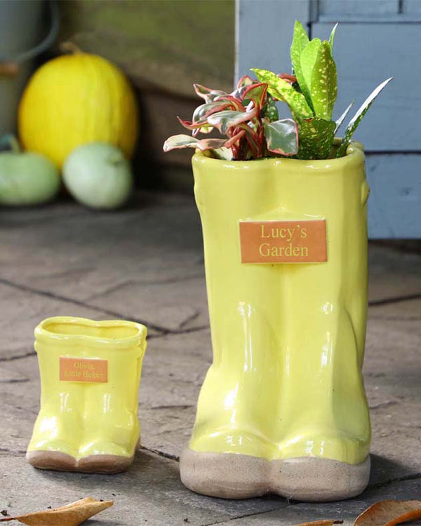 Dibor Little & Large Personalised Welly Boot Planter Gift Set