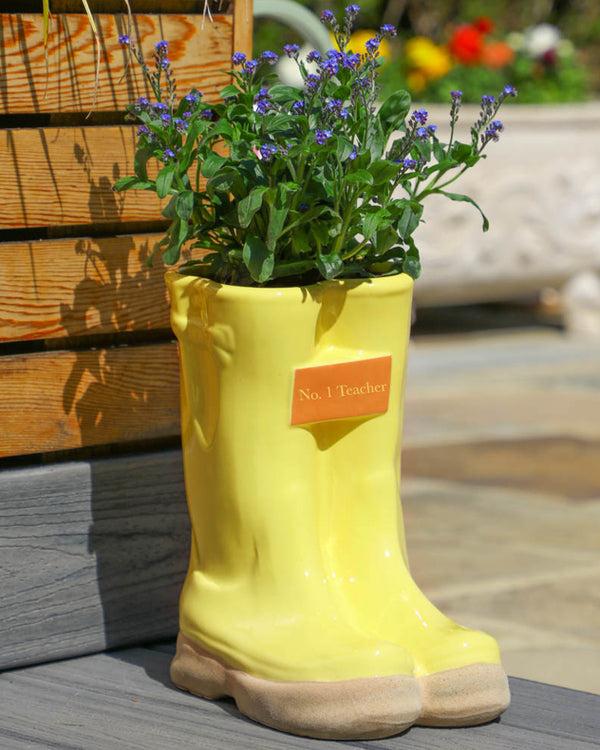 Dibor Personalised Gift Welly Boot Ceramic Planters