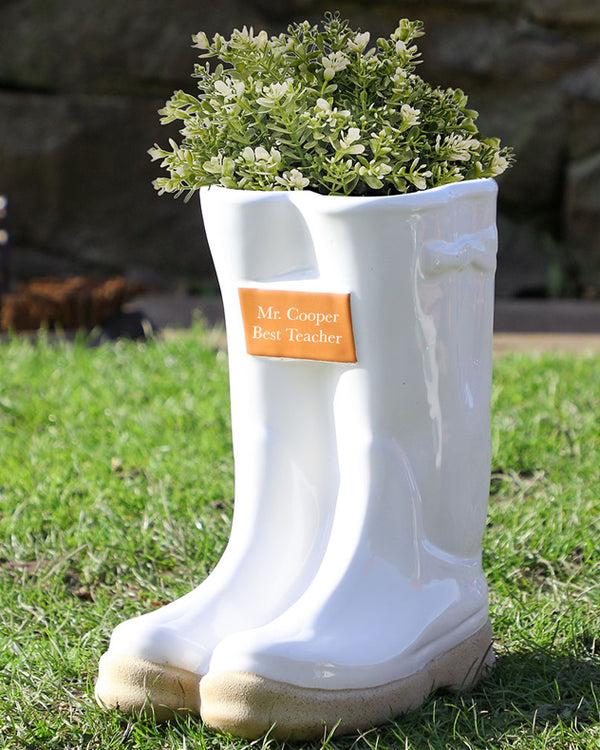 Dibor Personalised Gift Welly Boot Ceramic Planters