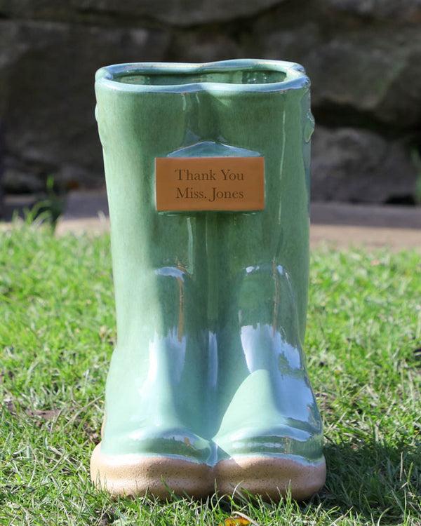 Dibor Personalised Gift Welly Boot Ceramic Planters