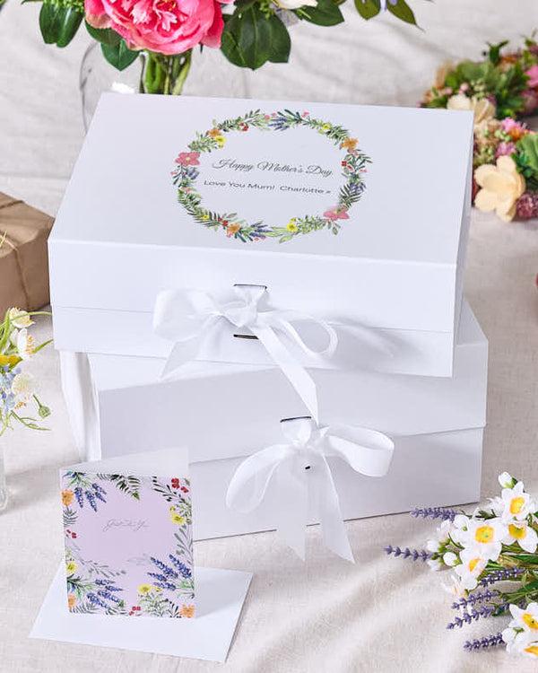 dibor Personalised Ivory Mother's Day Gift Box and Card Bundle