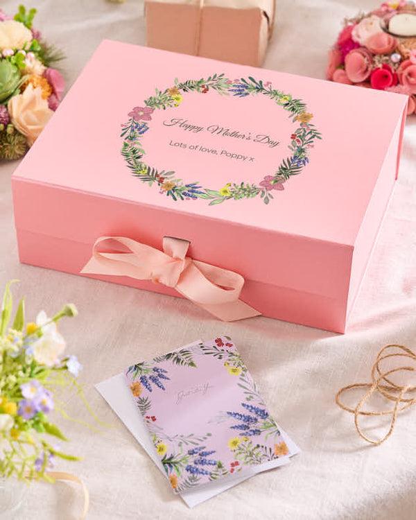 Dibor Personalised Pink Mother's Day Gift Box And Card Bundle