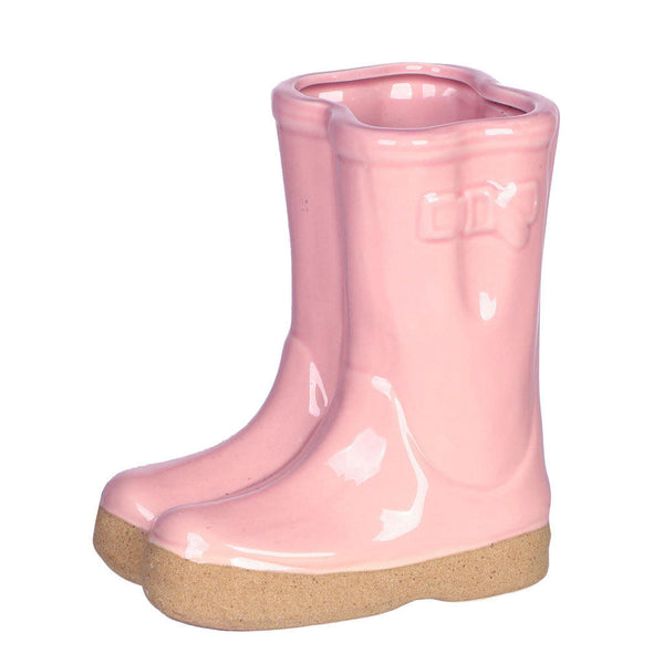 Dibor Pink Wellington Boots Planter With Personalised Marker