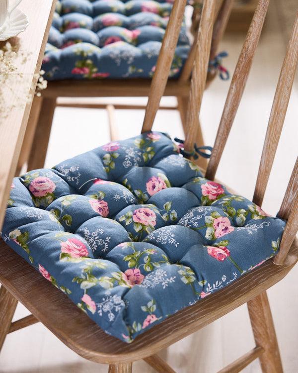 dibor Set Of 2 Briarfield Floral Seat Pads with Ties