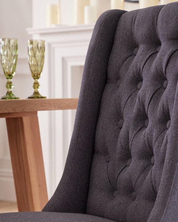 Dibor Set Of 2 Cannes Charcoal Button Back Dining Chairs