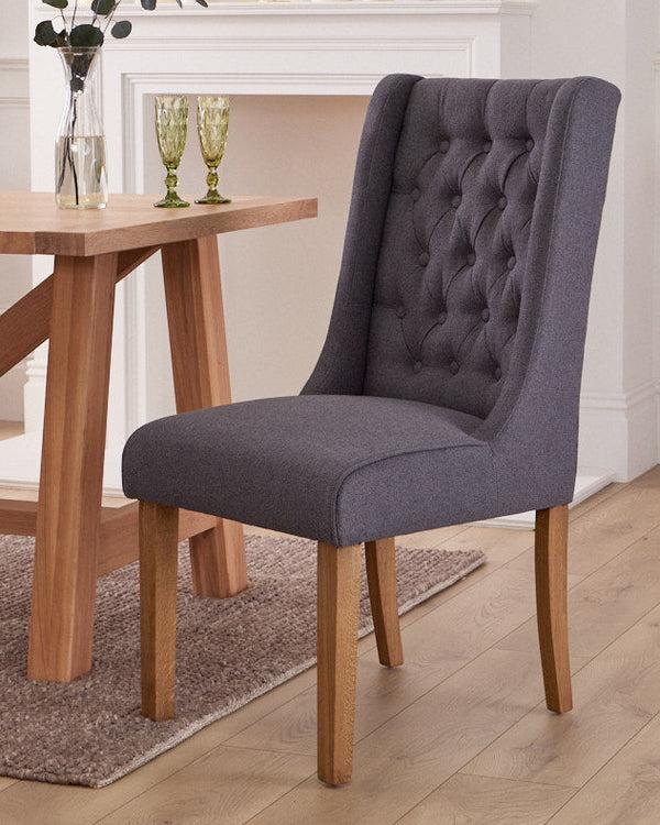 dibor Set of 2 Cannes Charcoal Button Back Dining Chairs