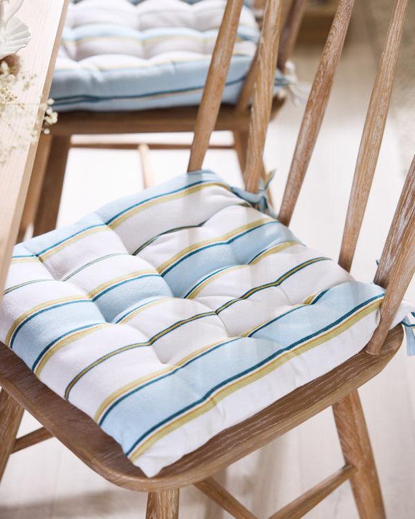 dibor Set of 2 Heybrook Striped Seat Pads with Ties