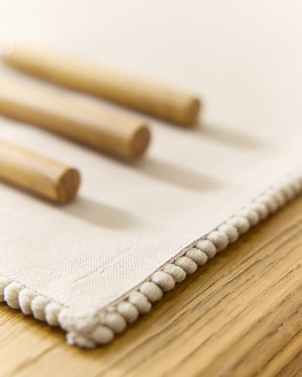 Dibor Set Of 2 Marseille French Knot Fused Placemats - Grey