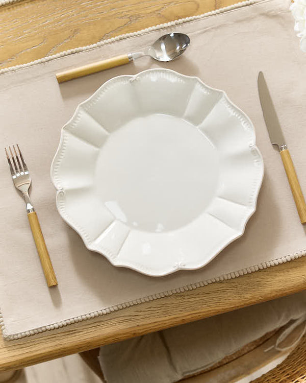 Dibor Set Of 2 Marseille French Knot Fused Placemats - Grey